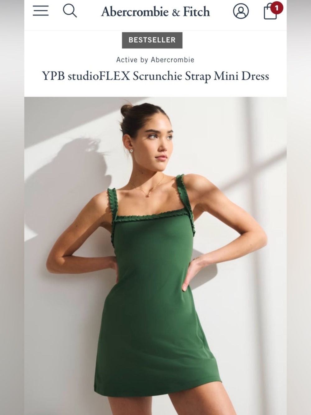 YPB studioFLEX Scrunchie Strap Mini Dress Forest green large